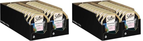 SHEBA Schale Nassfutter für Katzen Delikatesse in Gelee mit Lachs 2 x 11 x 85g (Packung mit 2)