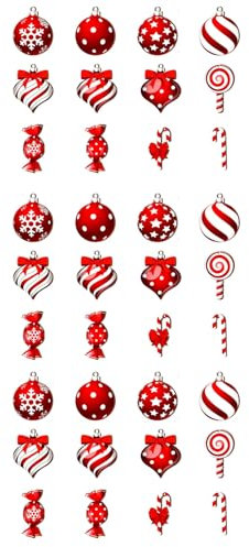 CocMouse Weihnachts-Hängedekoration, Weihnachtskugel, Zuckerstange, Lutscher, Holzbaumschmuck für Urlaub, Party, Zuhause, Rot, 36 Stück