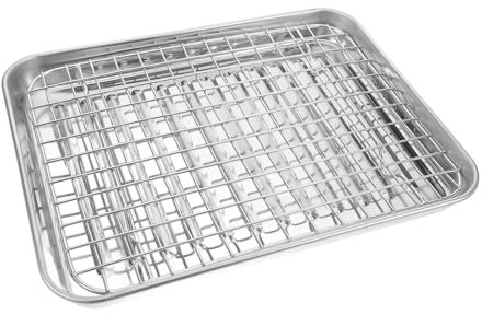 VOSAREA Stainless Steel Baking Pan Wire Rack for Sheet Pan Baking Dish Lid Bakers Rack Roasting Tray