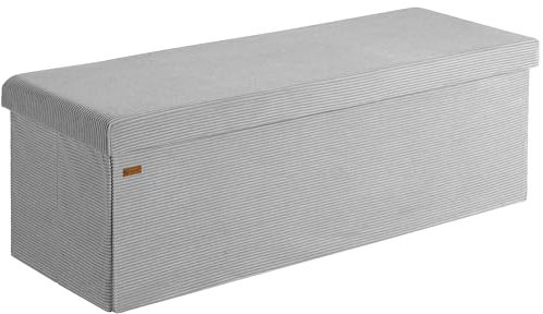 Casaria® Sitzbank mit Stauraum Grau Cord inkl. 2 Boxen Faltbar Sitzbank 300kg Belastbar 114x38cm Truhe für Wohnzimmer Schlafzimmer Flur Truhenbank Bank