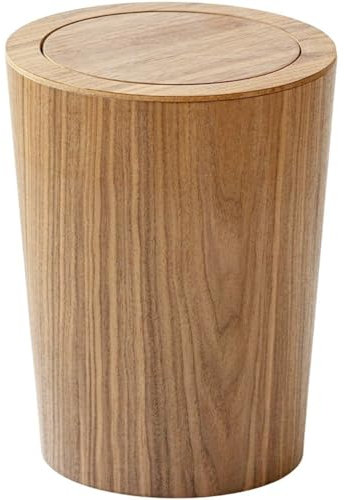 Vobumix Poubelle en Bois Vintage à Couvercle Pivotant, Corbeille à Papier Rustique pour Bureau et Chambre à Coucher