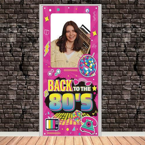 Fotohintergrund Zurück in die 80er, 180x90cm Party Hintergrund mit Retro Disco Thema Dekoration Farbenfroher Geburtstags Bilderrahmen Hintergrund für Retro Disco Rock Hip Hop Partyzubehör