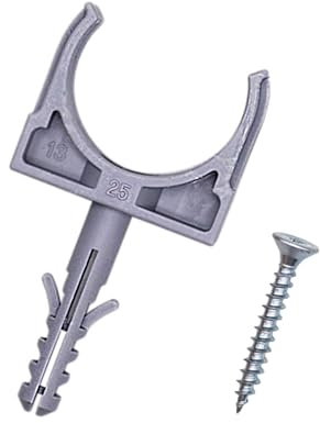 SKIR'CO (8 piezas) clips de tubo, abrazaderas de plástico para tuberías de 25 mm, abrazadera de tubo tipo U, ganchos de manguera, clips de tubo, tornillos incluidos