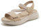 SMajong Sandales Sport Femme Sandale Orthopédiques Confortable Bout Ouvert Été Chaussures de Randonnée Scratch Sandales Compensées Beige 37 EU