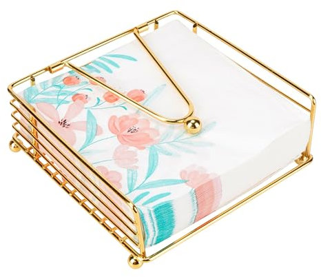 Porte-serviettes plat en métal doré avec bras lesté pour table de cuisine et de salle à manger