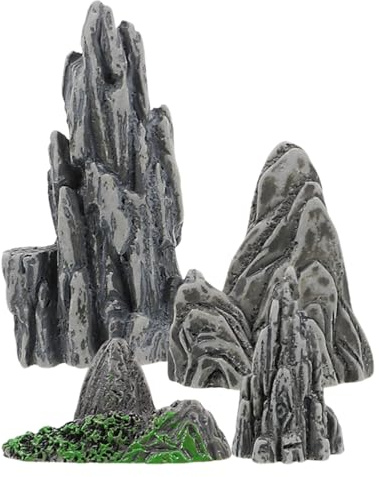 Veemoon Miniatur Steingarten Zubehör 4 Stück Harz Bergmodell Für Bonsai Aquarium Deko Und Zen Garten Landschaftsdekoration