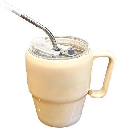 Générique Gobelet En Verre - Mug À Milkshake Personnalisé Avec Lettres | Verre Anti-Fuites pour Jus Glacé avec Poignée - Idéal Pique-Nique Voyage Cuisine Extérieur Mariage
