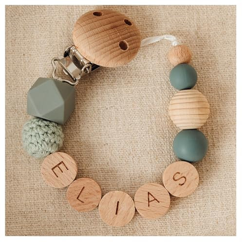 Storchenkind® – Liebevolles, handgemachtes Babyaccessoire, personalisiert mit Namen (grün)