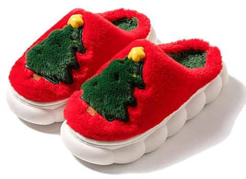 Pantofole Donna Inverno Calde Morbide Comode con Chiusa Punta e Design Piatto Stile Casual per Casa Interni Esterni (Red, 45)