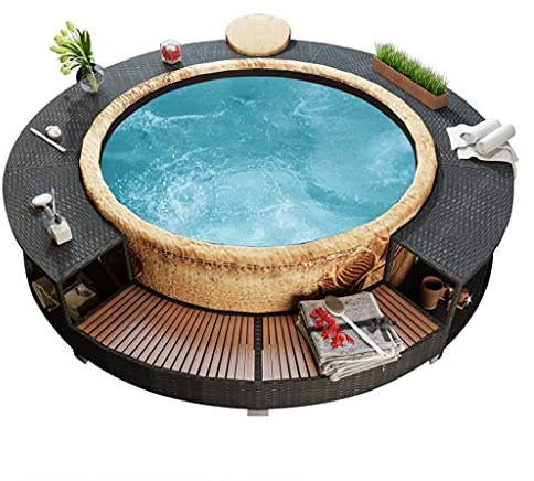 Générique Cadre de Bain à remous Noir résine tressée, Maison & Jardin, Piscine & Spa, Accessoires pour piscines & spas, Noir, (Poids 60.6KG)
