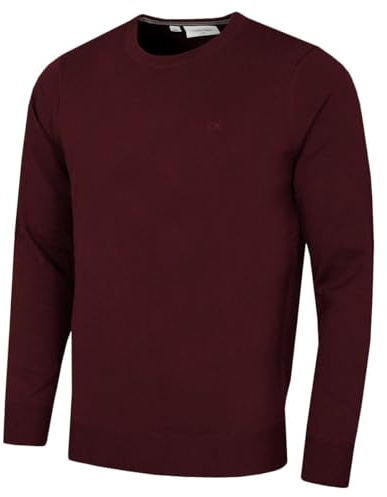 Calvin Klein Mens Crew Neck Cotton Sweater - Port - XXL
