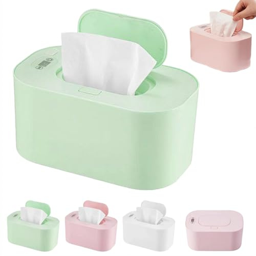 Baby Wipe Warmer, Wipe Warmer with Adjustable Temperatures, 40-60° Adjustable Baby Wet Wiping Dispenser USB Charging LED Display Portable Infant Wet Tissue Storage Box for Home Car Travel