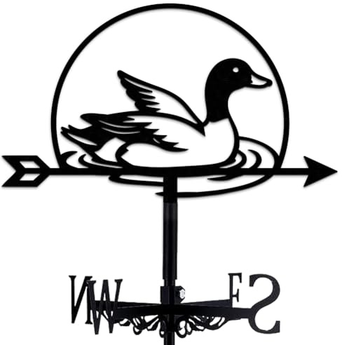 beinkmake Duck Weather Vane Metal Wind Vane Animal Weathervane Decoration Garden Stake Mount Ornament for Farmhouse Yard Roof Outdoor