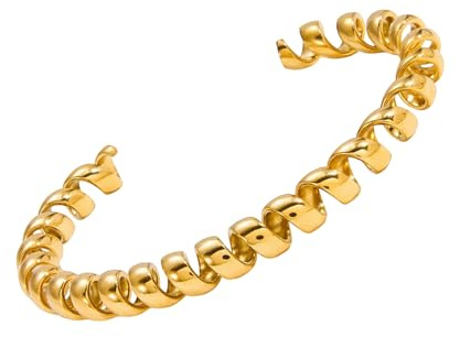 amangul Telefondraht inspirierte offene Manschette für Damen, Edelstahl, minimalistischer Schmuck, besondere Anlässe, minimalistische Drahtkette, Eine Größe, Wie beschrieben