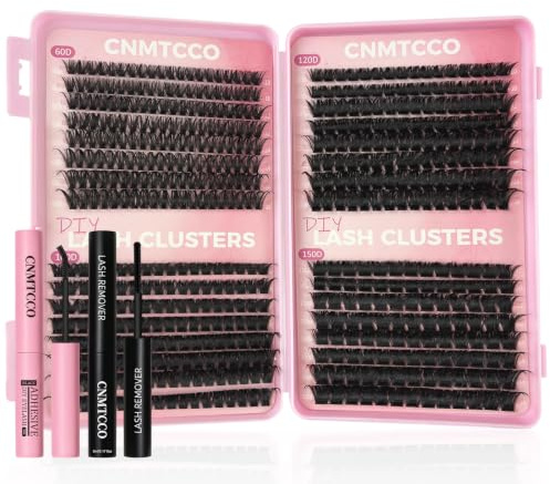 CNMTCCO Individual Eyelashes 570pcs Natural Cluster Lashes D Curl Fluffy Lash Clusters Wispy Individual Lashes Cluster for DIY Lash Extensions at Home (10-16mm 60+100+150D Glue Kit)