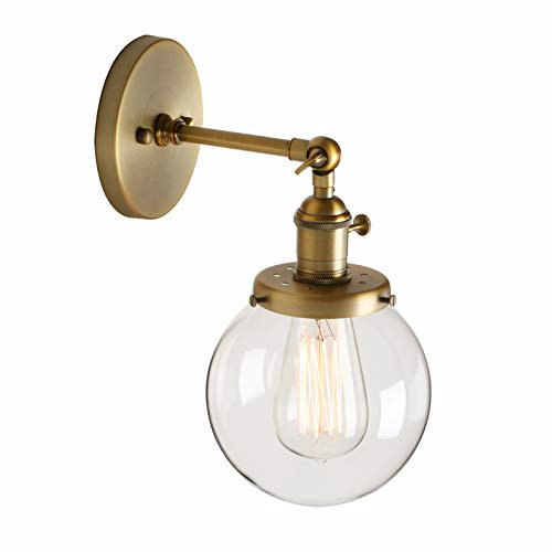Applique murale Pathson en verre transparent - Forme : globe - Style : industriel rétro - Taille : 15 cm