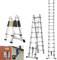 5M Multi-Purpose Aluminium Telescopic Ladder, Heavy Duty Extendable & A Frame Ladder for Indoor Outdoor, EN131 Certification