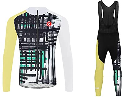 UGLY FROG New Winter Warm Herren Fahrradbekleidung Langarm Radtrikot Set Outdoor Radsport Gemütlich Radkleidung Trikot Jersey + Lange Radlerhose im Winter DEHerrenLD01