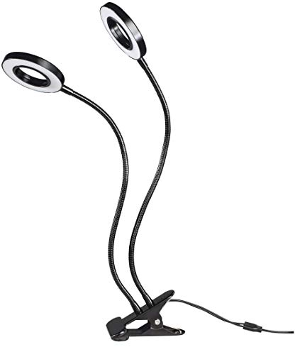 Xavax LED Pflanzenlampe Circle (zwei runde Lampen, blau-rot, LED Pflanzenlampe mit 48 LEDs (18 Watt), USB) schwarz