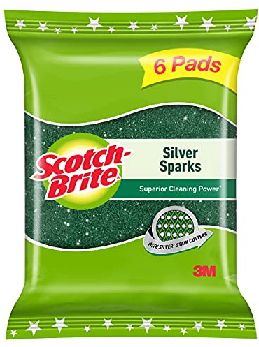 Scotch-Brite Silver Sparks - Almohadilla para fregar (6 unidades, 2,75 x 4)