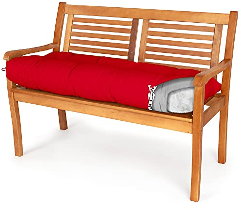 Spatium Bankauflage abnehmbar Bezug wasserdicht gesteppt Bankkissen Bankpolster Polsterauflage Auflage für Gartenbank 30 Größen zur Auswahl 7 Farben(130 x 50 x 10cm Rot)