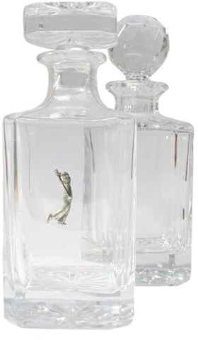 Golfer Cut Crystal Glass Decanter & Golf Ball Style Stopper 156