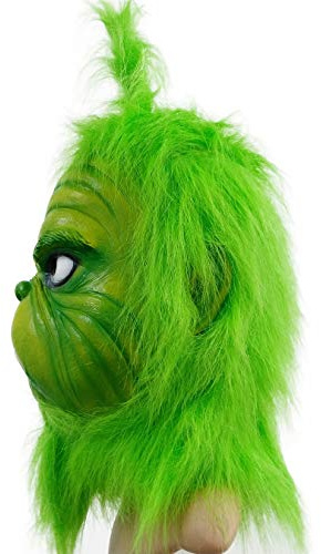 LePyCos Grinch Mask Glove Christmas Halloween Latex Deluxe Party Cosplay Props (mask4)