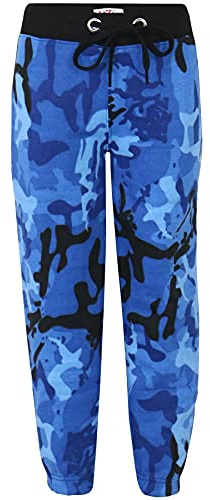 A2Z 4 Kids Girls Boys Camo Trouser Fleece Jogging Bottoms Joggers - A2Z Camo Trouser Blue 9-10