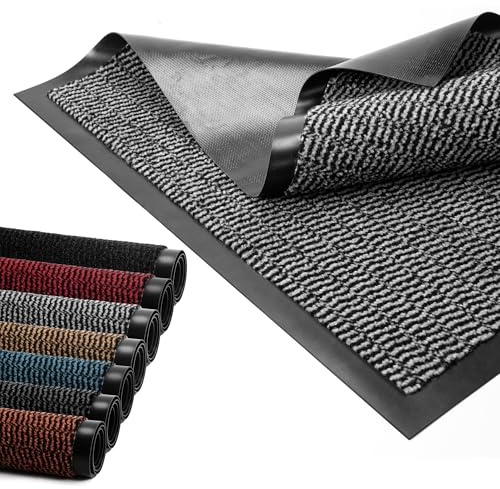 BLADO Door Mat Barrier Mat Non Slip Rubber Mats Washable Light Weight Heavy Duty | Floor Mats Kitchen Rugs Dirt Trapper Doormat Entrance Rug Shoes Scraper Super Absorbent Carpet (80cm x 300cm, Grey)