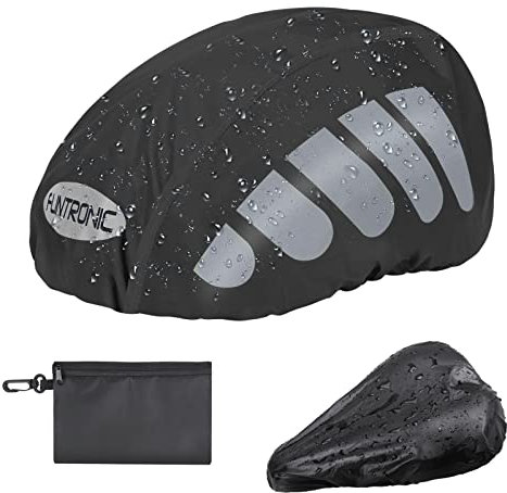 flintronic BTR Helmet Cover Bike Seat Cover, Waterproof Helmet Rain Cover Bike Saddle Cover, High Visibility Bike Helmet Cover with Reflective Strip for Driving