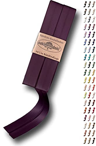 Sandras-Bastelladen Schrägband/Einfassband Satin gefalzt 2m x 20mm 150-Bordeauxviolett