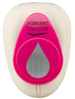 Vaessen Creative 21496-005 Motivstanzer Tropfen Medium, 25 x 17 mm, Kleiner Motivlocher Aus Metall und Plastik, Ausgestanztes Motiv, Zum Basteln Mit Papier, weiß/rosa, 1.7 x 2.5 cm