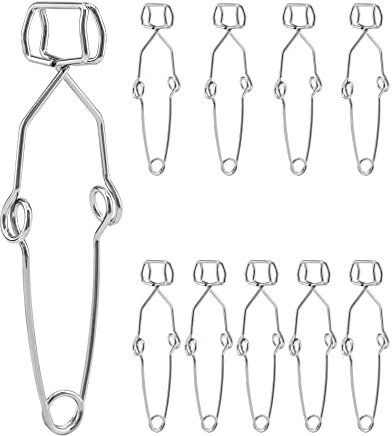 QWORK Lab Test Tube Clamp, 10 Pcs Chrome-Plated Spring Test Tube Clip with Finger Grip, 14.5cm(5-11/16in) Experiment Testing Holder Tool