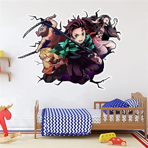 Grenric Demon Slayer Tapeten-Wandaufkleber, Kinderzimmer, Hintergrund, Wanddekoration, selbstklebend, Anime-Poster-Aufkleber, Geburtstagsparty-Zubehör