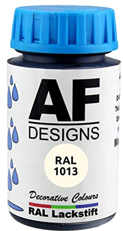 Alex Flittner Designs Lackstift RAL 1013 PERLWEISS seidenmatt 50ml Holz Metall Möbel Bad Retuschierlack Reparaturlack