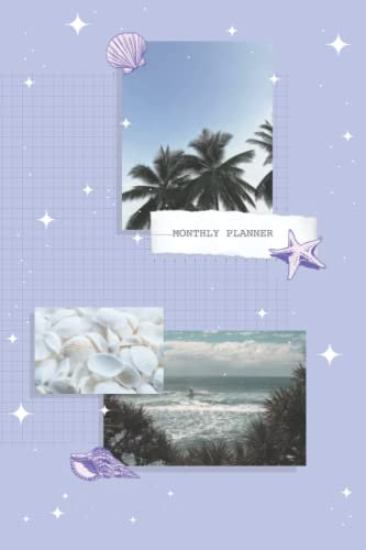 MONTHLY PLANNER LILAC SUMMER, customizable organizer. Monthly Calendar & Notes: Shell notebook, personal planner A5 ( 6 x 9 inch ) 13 months & Calendar: Monthly Planner Shell Notebook