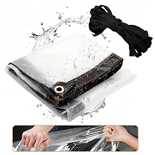 Yakimz Bâche transparente avec œillets - 2 x 1 m - Imperméable - Pour balcon, jardin, bâche de jardin - Résistante aux intempéries - Pliable - Protection contre le vent - Pour terrasse, pavillon,