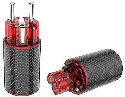 Viborg HiFi Schukostecker Reines Silber Netzstecker Carbon VE504AG+Kaltgerätestecker VF504AG für HiFi-Anwendungen