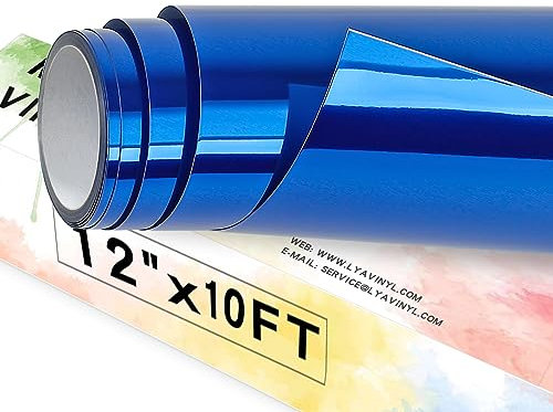 Lya Vinyl Chrom Blau Vinylfolie Plotter 30,5 cm x 305 cm Plotterfolie Vinyl Selbstklebend Chrom Vinyl Rollen für Cricut, Silhouette Cameo für Tasse, Fenster, Kunststoff.