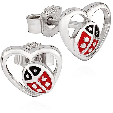 NKlaus Marienkäfer Kettenanhänger oder Ohrstecker aus 925 Silber Damen Kinder Edelschmuck