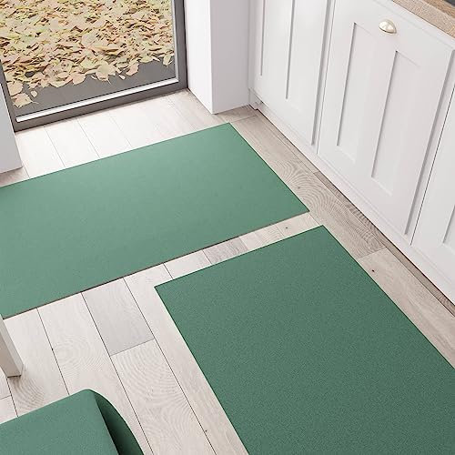 PETTI Artigiani Italiani - Tappeto Cucina, Passatoia Cucina, Tappeto Cucina Lavabile Antiscivolo, Tappeto Runner Cucina, Tappeto Tinta Unita 52x140 cm Verde, 100% Made in Italy