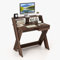 COSTWAY Scrivania per Computer in Legno, Scrivania con Cassetto, Portaoggetti e Supporto per Monitor, Poggiapiedi e Gambe a Forma di X, Ideale per Ufficio e Casa (Noce)
