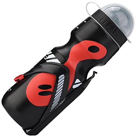 Water Bottle 650Ml Water, Bicycle Water Bottle, 650Ml Water Bottle With Bicycle Holder Cage Bracket For Cycling Mountain Bikes (Black)