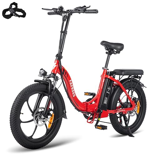 Fafrees F20 E-Bike Klapprad Elektrofahrrad 250W 36V 16AH Akku mit Superkapazität 20 Zoll Faltbares City Bike E-Mountainbike 20*3.0 Fat Tire Tragfähigkeit 130kg (Rot Stil 2)
