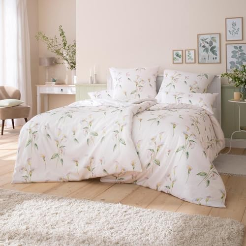 ESTELLA Satin de Luxe Bettwäsche Calla grün 135x200 cm + 80x80 cm + 40x80 cm