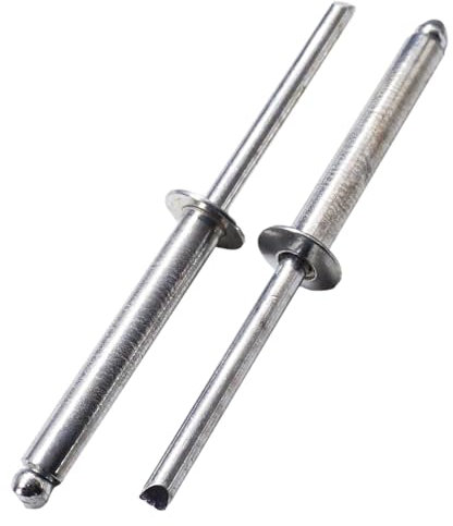 SKIR'CO Lot de 300 rivets aveugles en acier zingué 4,8 x 30 mm, mandrin en acier, rivets pop tête bombée DIN 7337