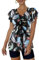 ECUPPER Womens Tankini Swim Dress with Sleeves Modest Two Piece Swimsuits Tummy Control Bathing Suit Floral Printed Swim Tops and Shorts Black L