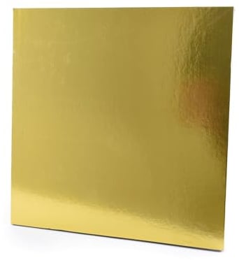 EliteKoopers 12 inches Square Shape Gold 2MM Thickness Cake Board Cake Display Base Card Hardboard (Pack of 1)