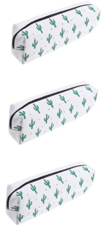 HOODANCOS 3pièces Trousse à Crayons Toile Cactus Kawaii Étui à Crayons Octagonal Pour Fournitures Scolaires à Stylos Motif Multiple Style Aléatoire