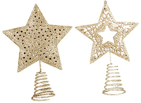 Parliky 2stücke Wrought Iron Weihnachtsbaum Toppers Dekorative Fünfzackige Sterne Für Festliche Tischdekoration Und Weihnachtsbäume Leicht Zu Installieren Und